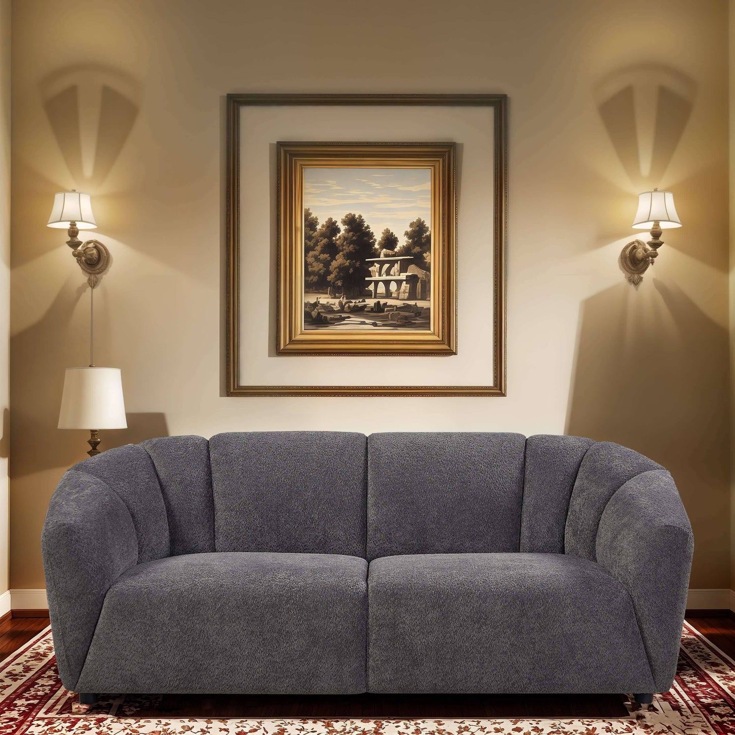 9988 Sofa , 3 Seater Sofa with 2 Pillows, Comfy Couch for Living Room, Dorm, Office, Apartment, Breathable Fabric - Grey