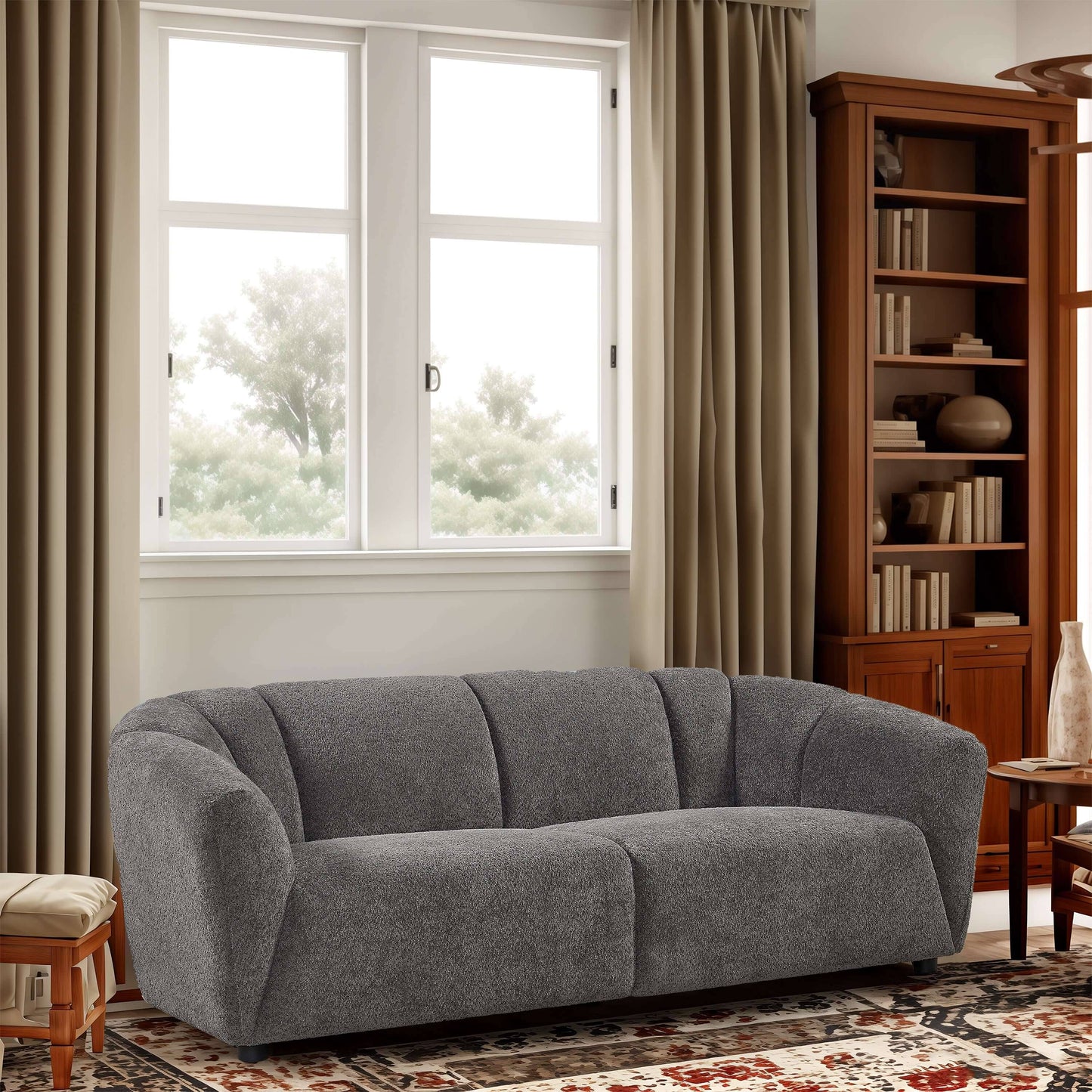 9988 Sofa , 3 Seater Sofa with 2 Pillows, Comfy Couch for Living Room, Dorm, Office, Apartment, Breathable Fabric - Grey