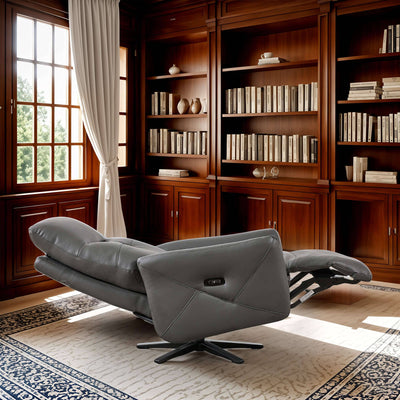 PUG258Y Power Zero Gravity Recliner Chair with Adjustable Headrest,360° Swivel USB Charge Port, Leather - Gray 