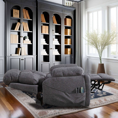 PUG258Y 9689Pro Lay Flat Lift Recliner with Heat&Massage for Seniors, Hidden Cup Holders -  Dark Gray