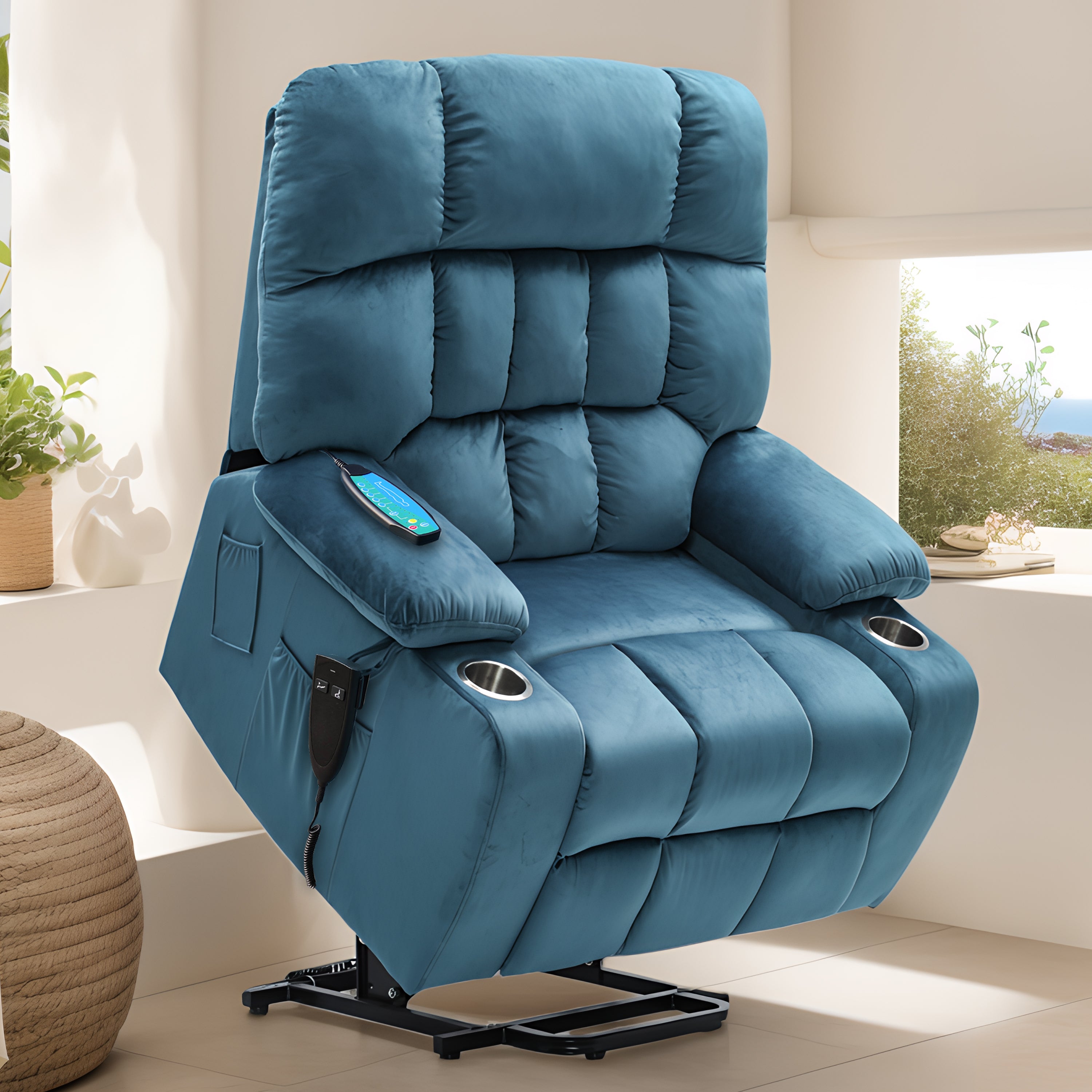 dark blue recliner chair