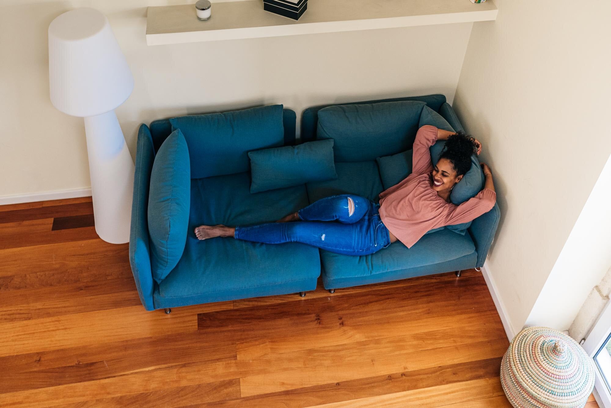 dark blue recliner chair