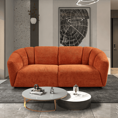 9988 Sofa , 3 Seater Sofa with 2 Pillows, Comfy Couch for Living Room, Dorm, Apartment, Breathable Fabric - Orange-Red