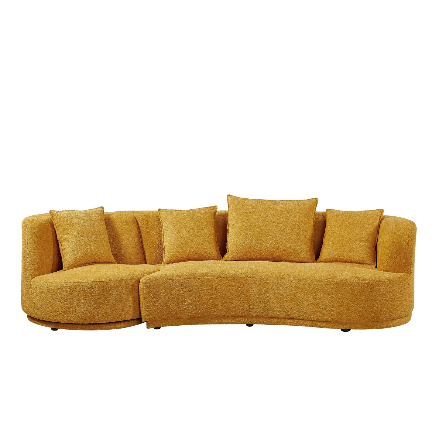 PUG258Y Sectional Sofa Couch with Luxury Teddy Fleece ,3 Seater , Armchair Swivel 360 Degree - Yellow