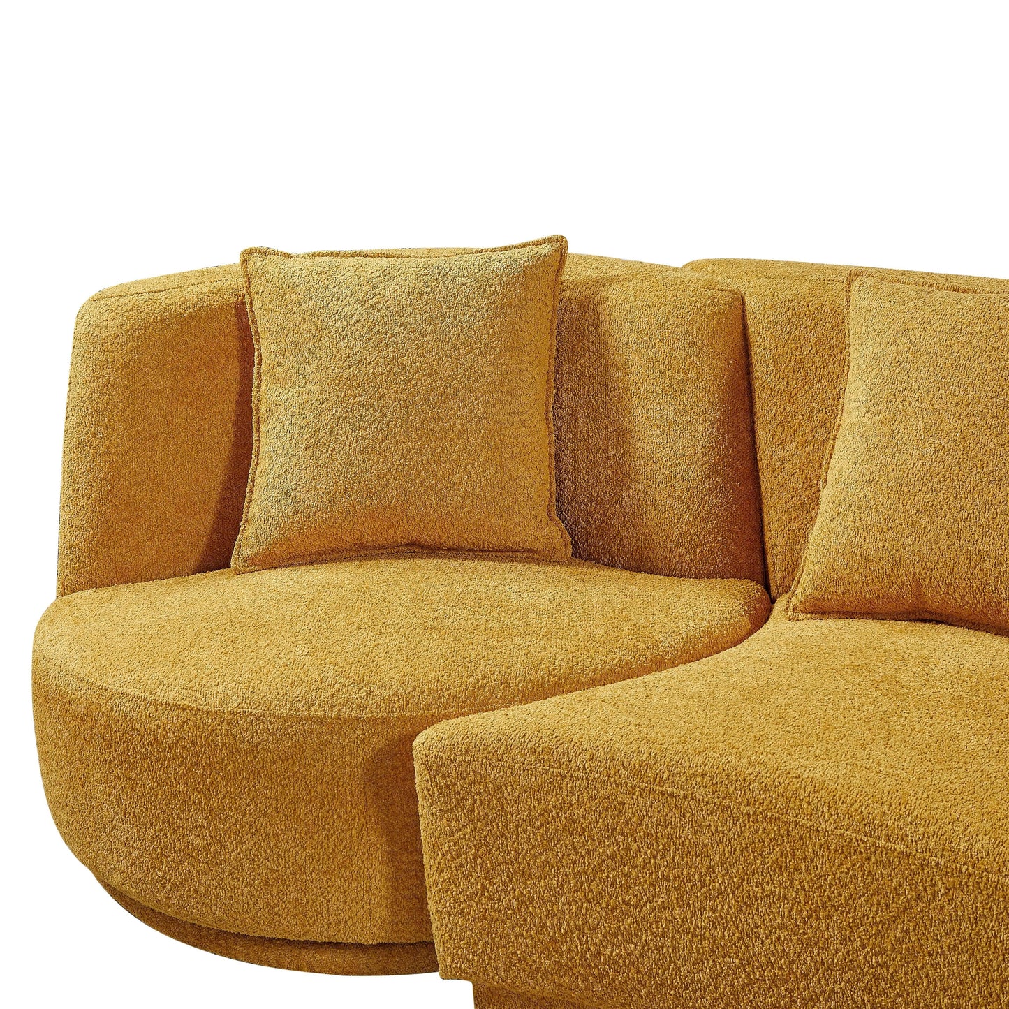 PUG258Y Sectional Sofa Couch with Luxury Teddy Fleece ,3 Seater , Armchair Swivel 360 Degree - Yellow