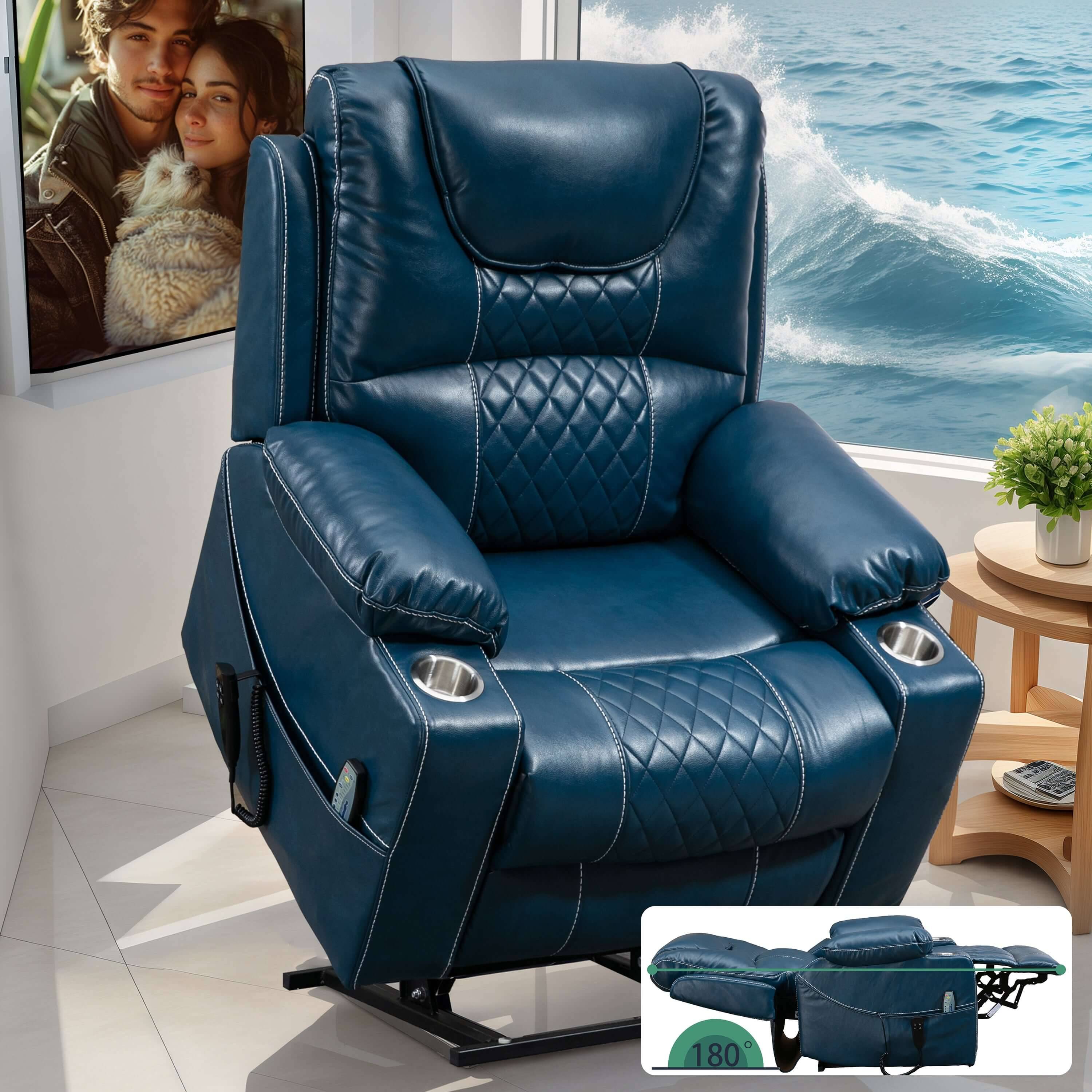 Navy blue power recliner sale