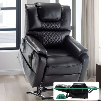 PUG258Y 9968Plus Power Lift Chair - Heat, Massage, Recline to 180 with Remote Controls - Black